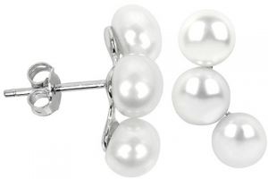 JwL Luxury Pearls Strieborné náušnice s tromi pravými perlami JL0283