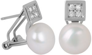 JwL Luxury Pearls Nádherné náušnice s pravou perlou a kryštály JL0430