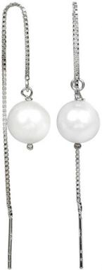 JwL Luxury Pearls Strieborné retiazkové náušnice s bielou perlou JL0204