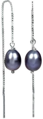 JwL Luxury Pearls Strieborné retiazkové náušnice s kovovo modrou perlou JL0207