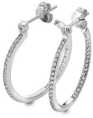 Hot Diamonds Strieborné kruhové náušnice s diamantmi Hoops Topaz DE623