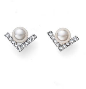 Oliver Weber Elegantné náušnice kôstky s perlou a kryštály Swarovski Point Pearl 22917
