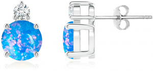 JVD Nežné strieborné náušnice s modrými syntetickými opály SVLE0846XH2O300