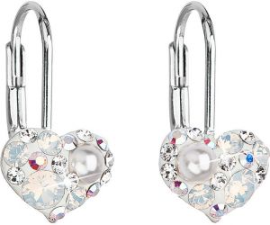 Evolution Group Srdiečkové náušnice s kryštálmi Swarovski 31125.9 white