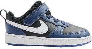 Modro-čierne detské tenisky na suchý zips Nike Court Borough Low 2