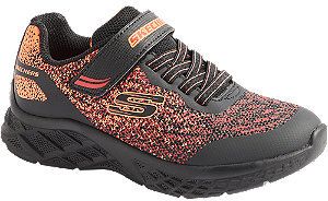 Čierno-oranžové tenisky na suchý zips Skechers