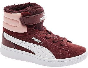 Bordové členkové tenisky na suchý zips Puma Vikky V2 Mid Fur V Ps