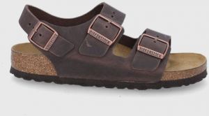 Kožené sandále Birkenstock Milano dámske, hnedá farba