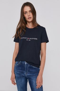 Bavlnené tričko Tommy Hilfiger tmavomodrá farba,