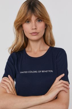 Bavlnené tričko United Colors of Benetton tmavomodrá farba