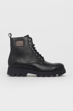 Kožené topánky Karl Lagerfeld pánske, čierna farba