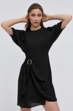 Šaty The Kooples čierna farba, mini, áčkový strih