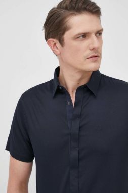 Košeľa Armani Exchange pánska, tmavomodrá farba, slim, s klasickým golierom
