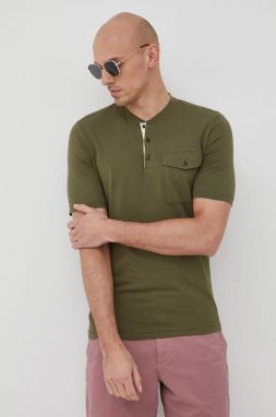 Bavlnené tričko Sisley zelená farba, jednofarebné galéria