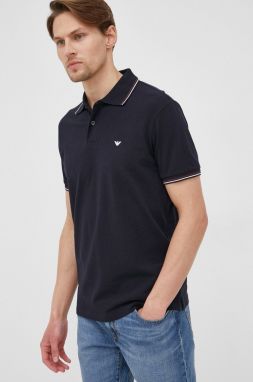 Polo tričko Emporio Armani pánske, tmavomodrá farba, jednofarebné