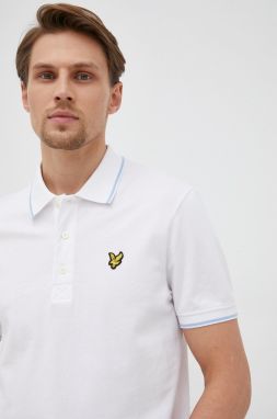 Polo tričko Lyle & Scott pánske, biela farba, jednofarebné