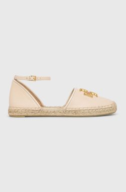 Kožené espadrilky Tory Burch Eleanor Dorsay béžová farba