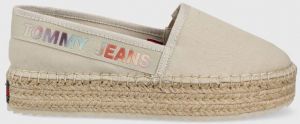 Espadrilky Tommy Jeans béžová farba, na platforme