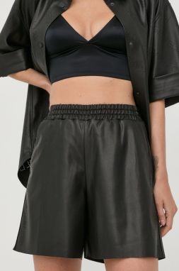 Šortky Karl Lagerfeld dámske, čierna farba, jednofarebné, vysoký pás