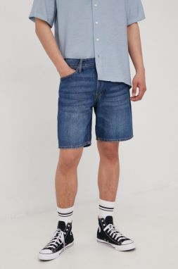 Rifľové krátke nohavice Jack & Jones pánske, tmavomodrá farba,