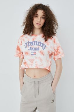 Bavlnené tričko Tommy Jeans ružová farba, galéria