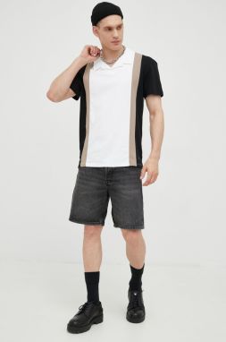 Rifľové krátke nohavice Jack & Jones pánske, šedá farba,