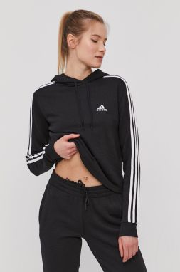 Mikina adidas GM5582 dámska, čierna farba, jednofarebná