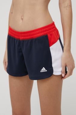 Šortky adidas Performance HE6061 dámske, tmavomodrá farba, vzorované, stredne vysoký pás