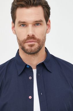 Bavlnená košeľa PS Paul Smith pánska, tmavomodrá farba, slim, s klasickým golierom