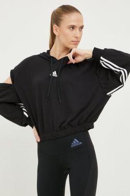 Mikina adidas dámska, čierna farba, jednofarebná