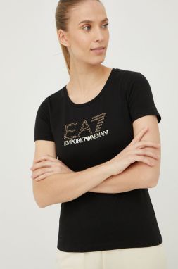 Tričko EA7 Emporio Armani dámsky, čierna farba,