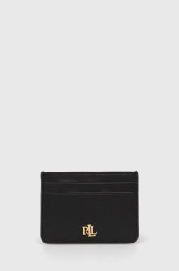 Kožené puzdro na karty Lauren Ralph Lauren dámsky, čierna farba