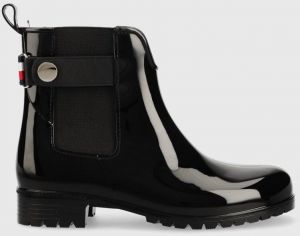 Gumáky Tommy Hilfiger Ankle Rainboot With Metal Detail dámske, čierna farba galéria