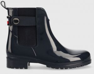 Gumáky Tommy Hilfiger Ankle Rainboot With Metal Detail dámske, tmavomodrá farba