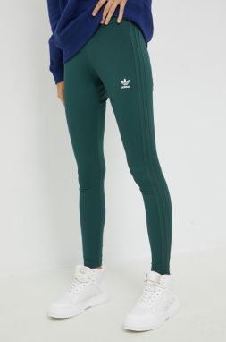 Legíny adidas Originals dámske, zelená farba, s nášivkou