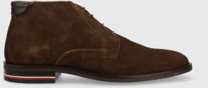 Semišové topánky Tommy Hilfiger pánske, hnedá farba