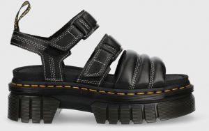 Kožené sandále Dr. Martens Ricki 3-strap dámske, čierna farba, na platforme