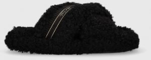 Papuče Tommy Hilfiger Sherpa Fur Home Slippers Straps , čierna farba