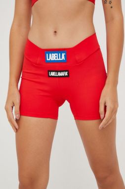 Tréningové šortky LaBellaMafia Go On dámske, červená farba, s nášivkou, stredne vysoký pás