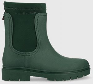 Gumáky Tommy Hilfiger Rain Boot Ankle dámske, zelená farba