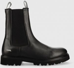 Kožené topánky chelsea Karl Lagerfeld TROUPE MENS pánske, čierna farba