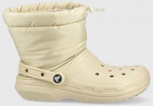 Snehule Crocs Classic Lined Neo Puff Boot béžová farba, 206630