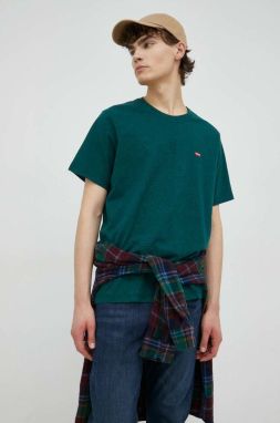 bavlnené tričko Levi's zelená farba, melanžové