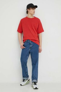 Bavlnené tričko Levi's červená farba, jednofarebné