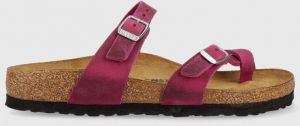 Semišové šľapky Birkenstock Mayari dámske, fialová farba, na plochom podpätku