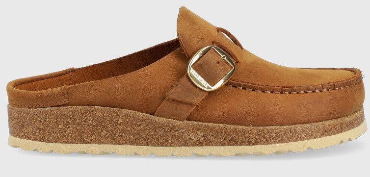 Semišové šľapky Birkenstock Buckley dámske, hnedá farba, 1024028