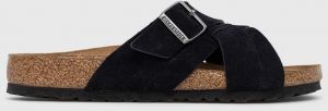 Semišové šľapky Birkenstock LUGANO SFB pánske, čierna farba, 1020935