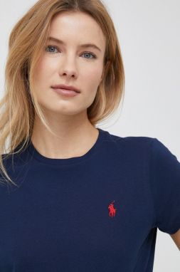 Bavlnené tričko Polo Ralph Lauren tmavomodrá farba