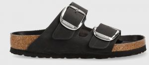 Kožené šľapky Birkenstock ARIZONA BIG BUCKLE dámske, čierna farba, 1011074