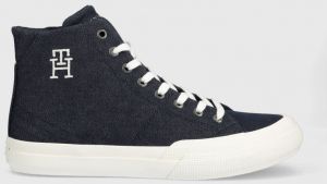 Tenisky Tommy Hilfiger TH HI VULC PREMIUM DENIM pánske, tmavomodrá farba